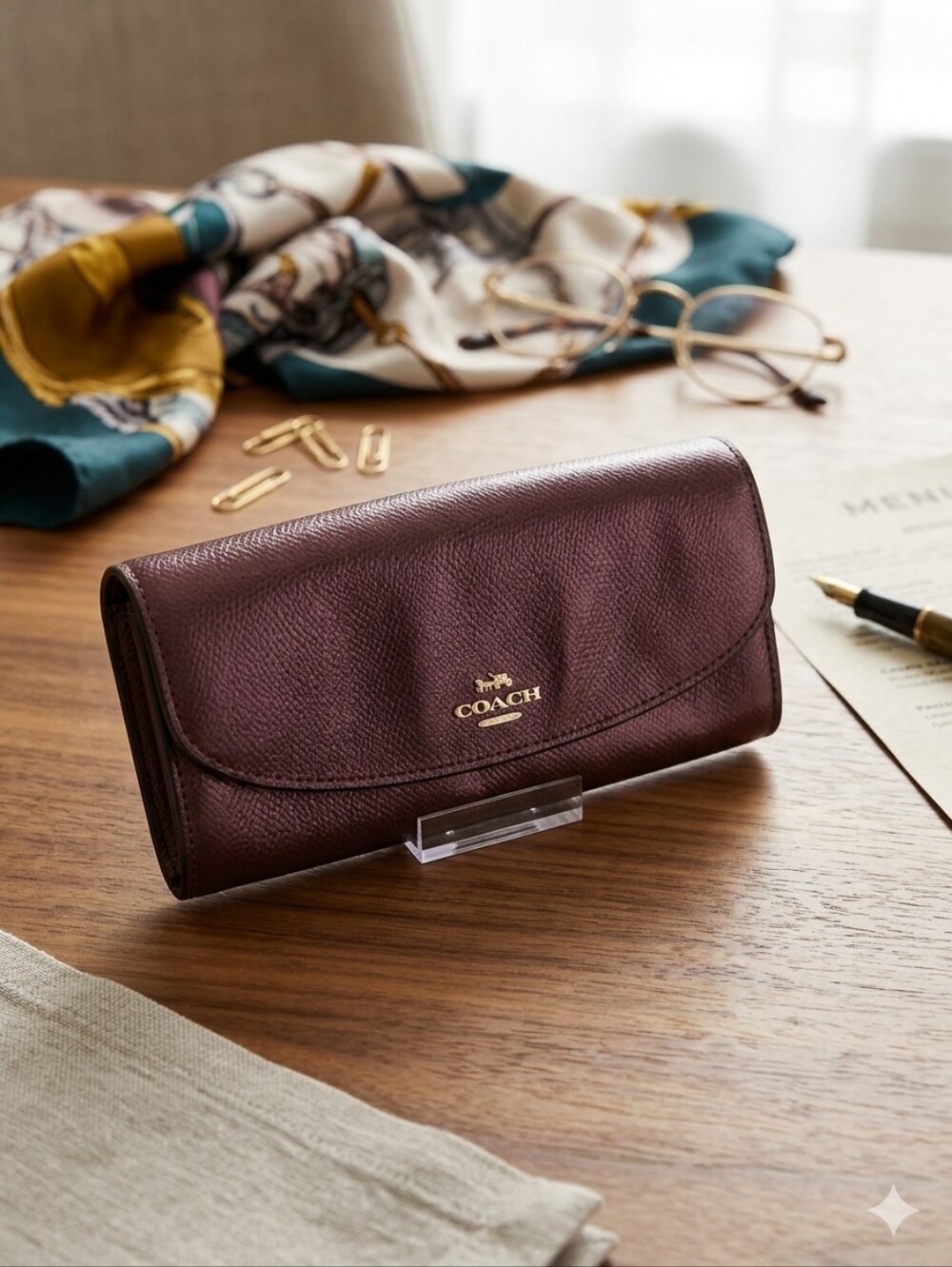 Coach Pop Slim Envelope Wallet Bramble Rose Metallic Cherry F53570